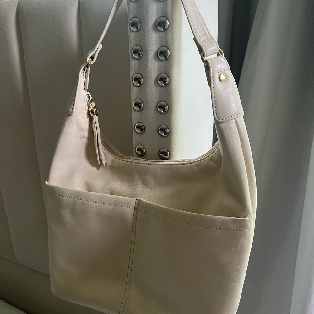 Etienne Aigner Cream Shoulder Bag with Front Pockets